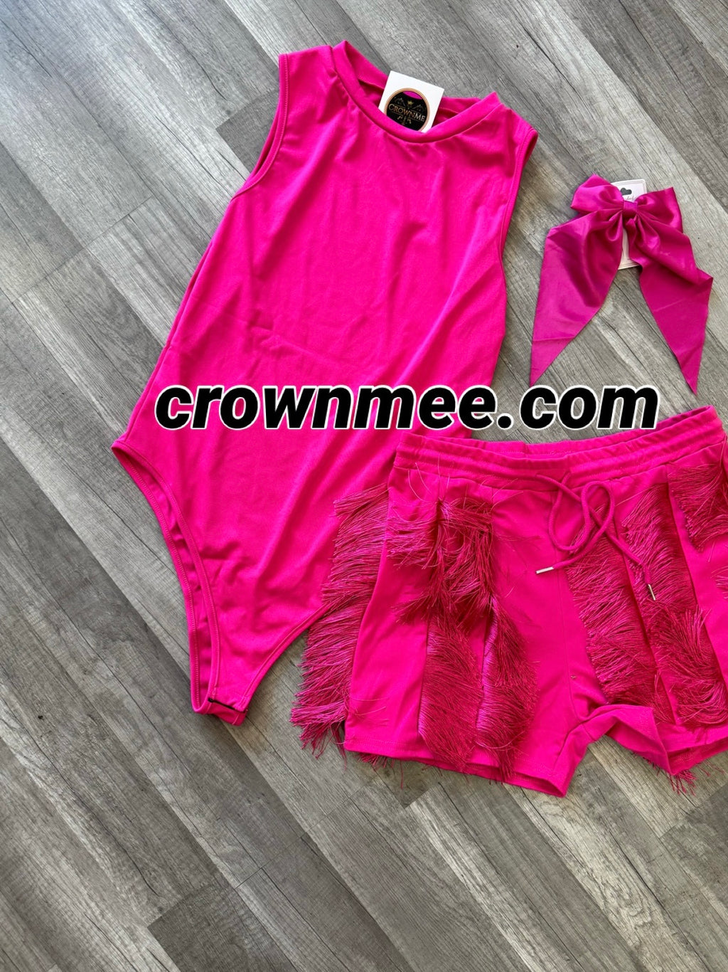 Pink Shingle Short Set with Bow